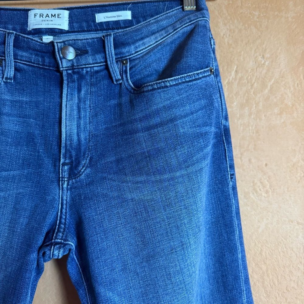 FRAME L’Homme Slim Jeans 31 Bradbury Blue Made in USA Stretch Denim - Picture 3 of 8